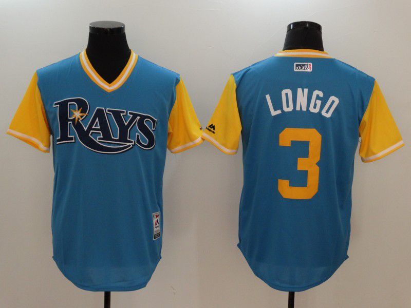 Men Tampa Bay Rays #3 Longo Light Blue Game 2022 Legend Edition MLB Jersey->tampa bay rays->MLB Jersey